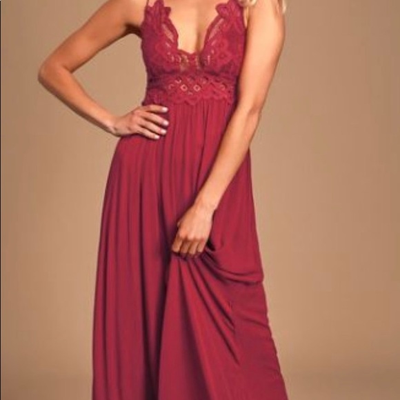 adella slip red lace dress